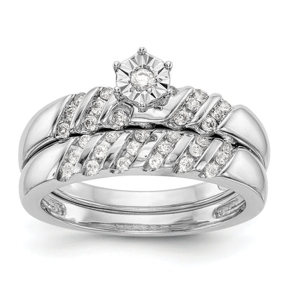 14K White Gold Complete Diamond Trio Engagement Ring