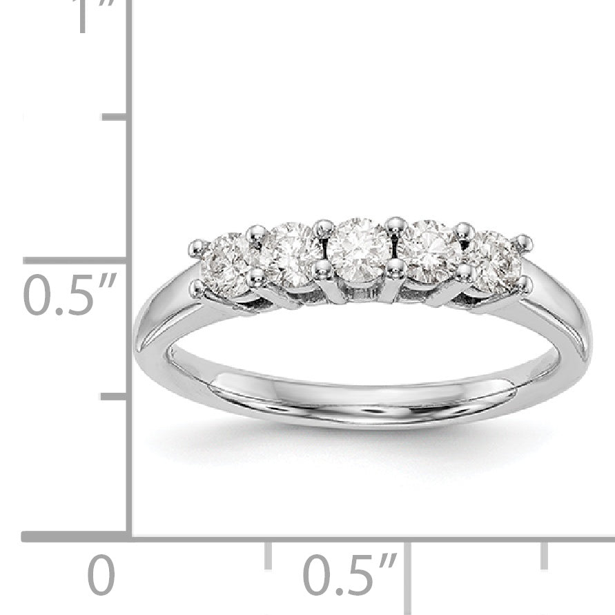 14K White Gold 5 Stone Diamond Band