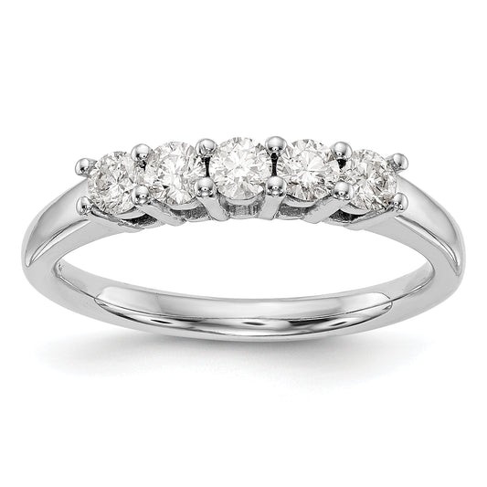 14K White Gold 5 Stone Diamond Band