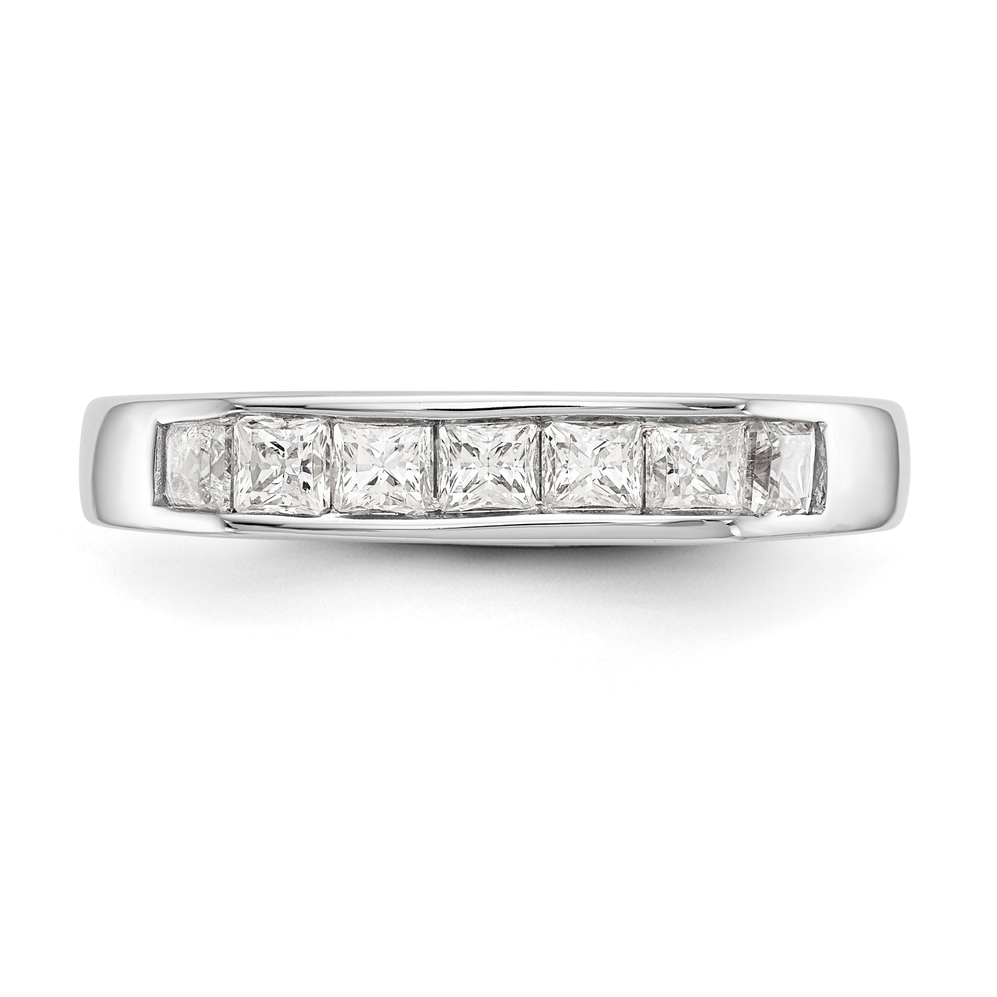 14K White Gold 7 Stone Diamond Channel Band