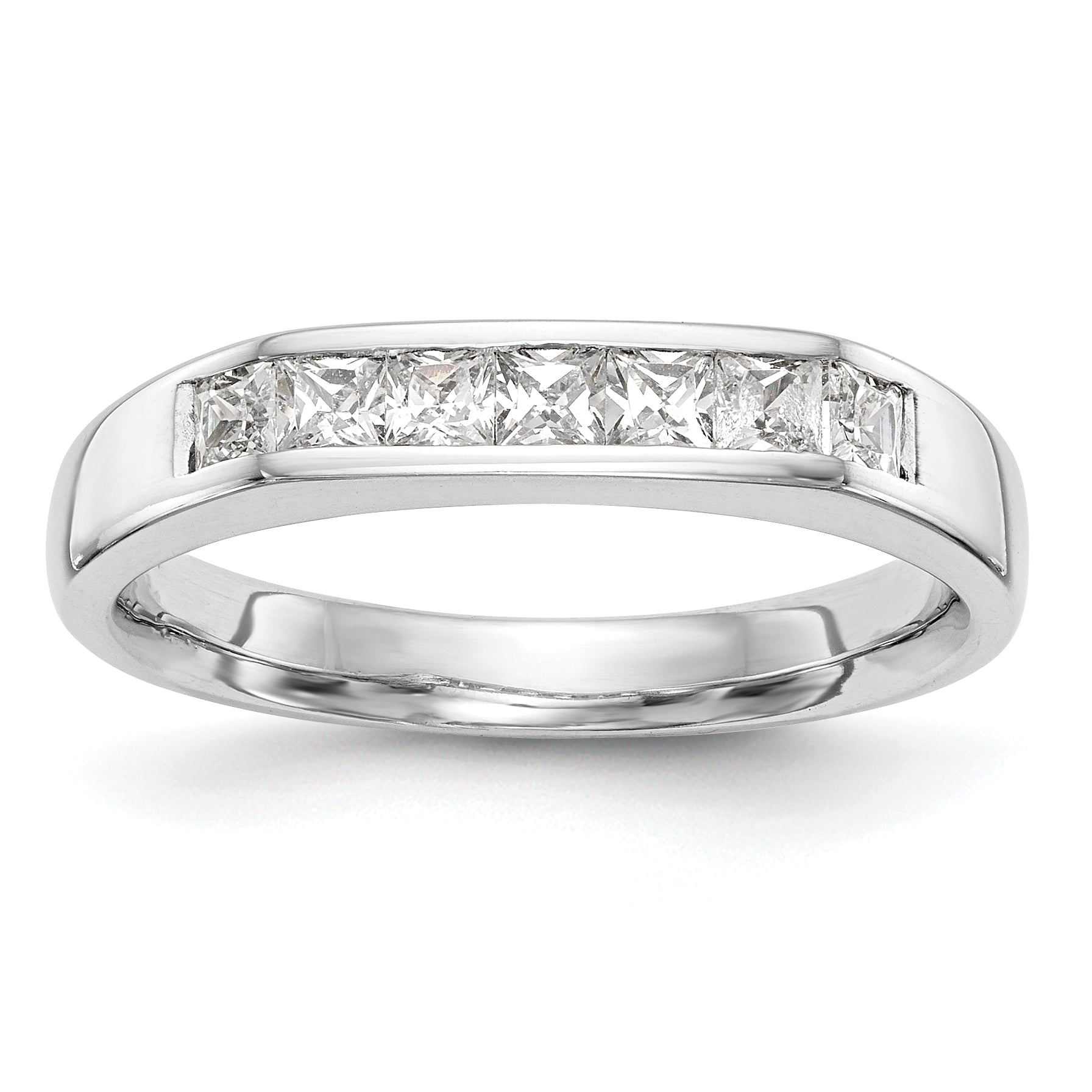 14K White Gold 7 Stone Diamond Channel Band