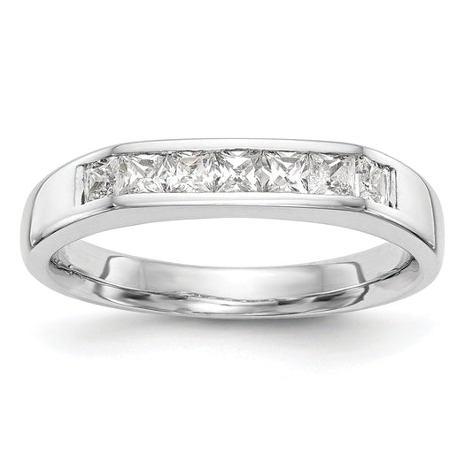 14K White Gold 7 Stone Diamond Channel Band
