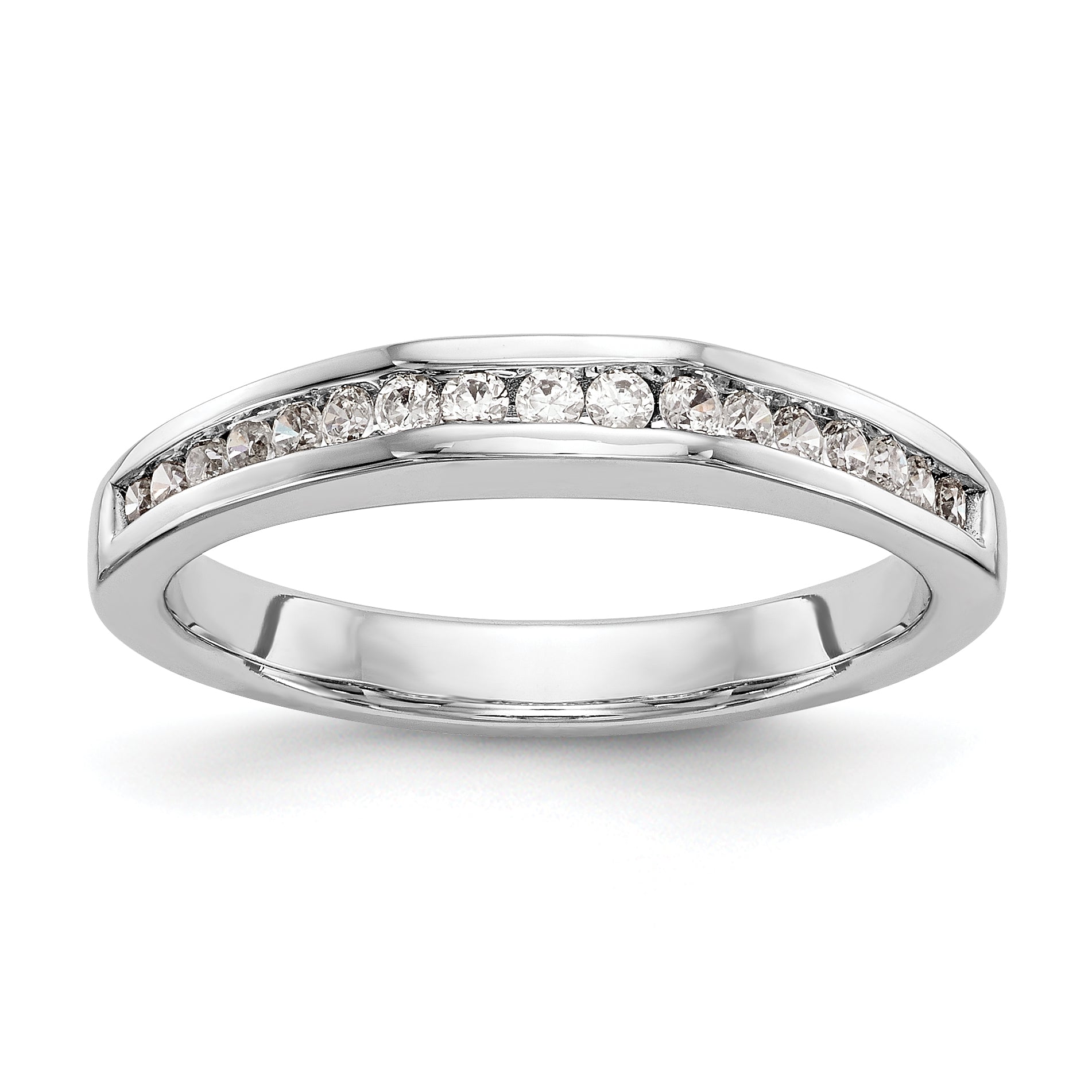 14K White Gold Diamond Channel Band