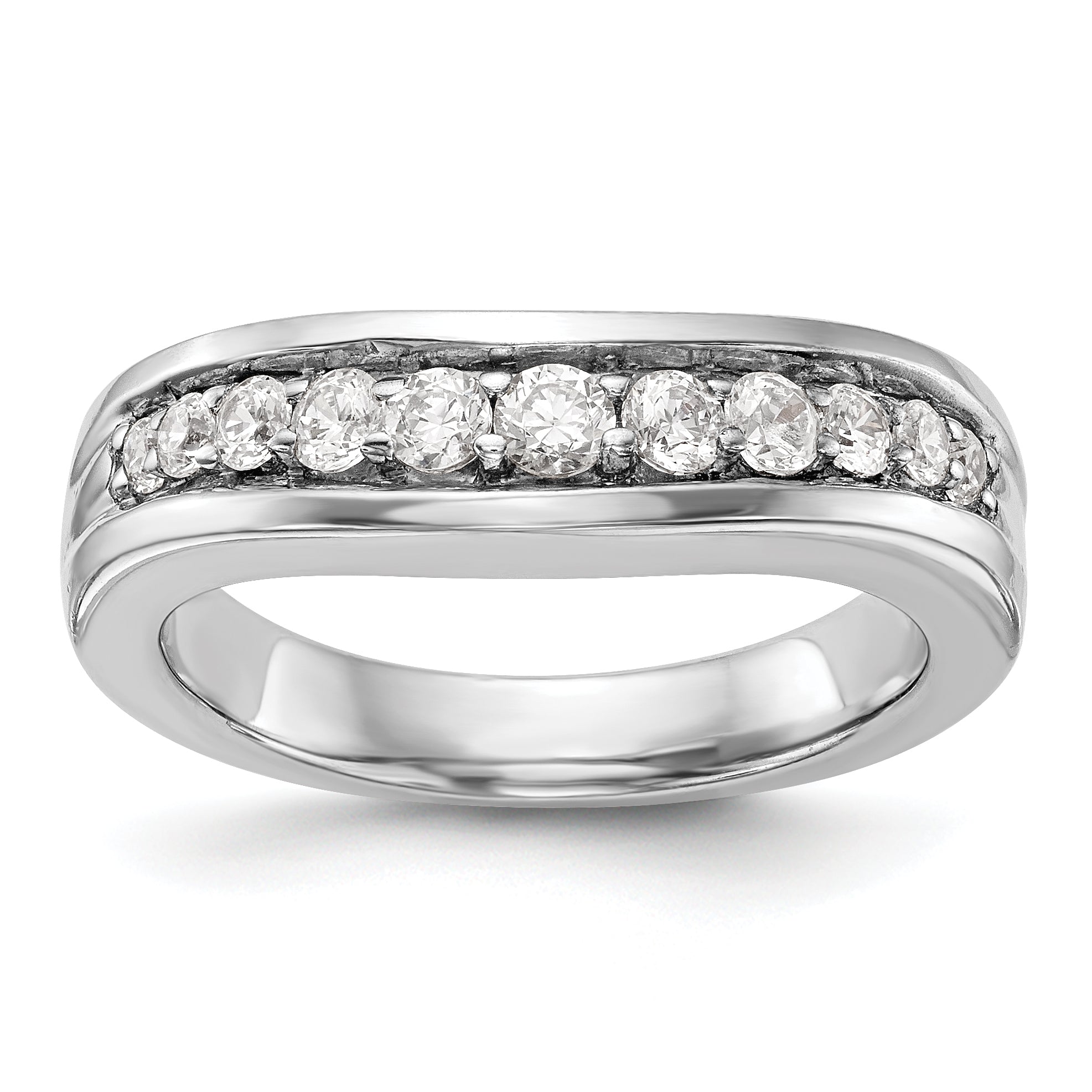 14K White Gold Diamond Band