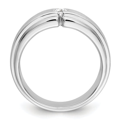 14K White Gold Diamond Men's Band