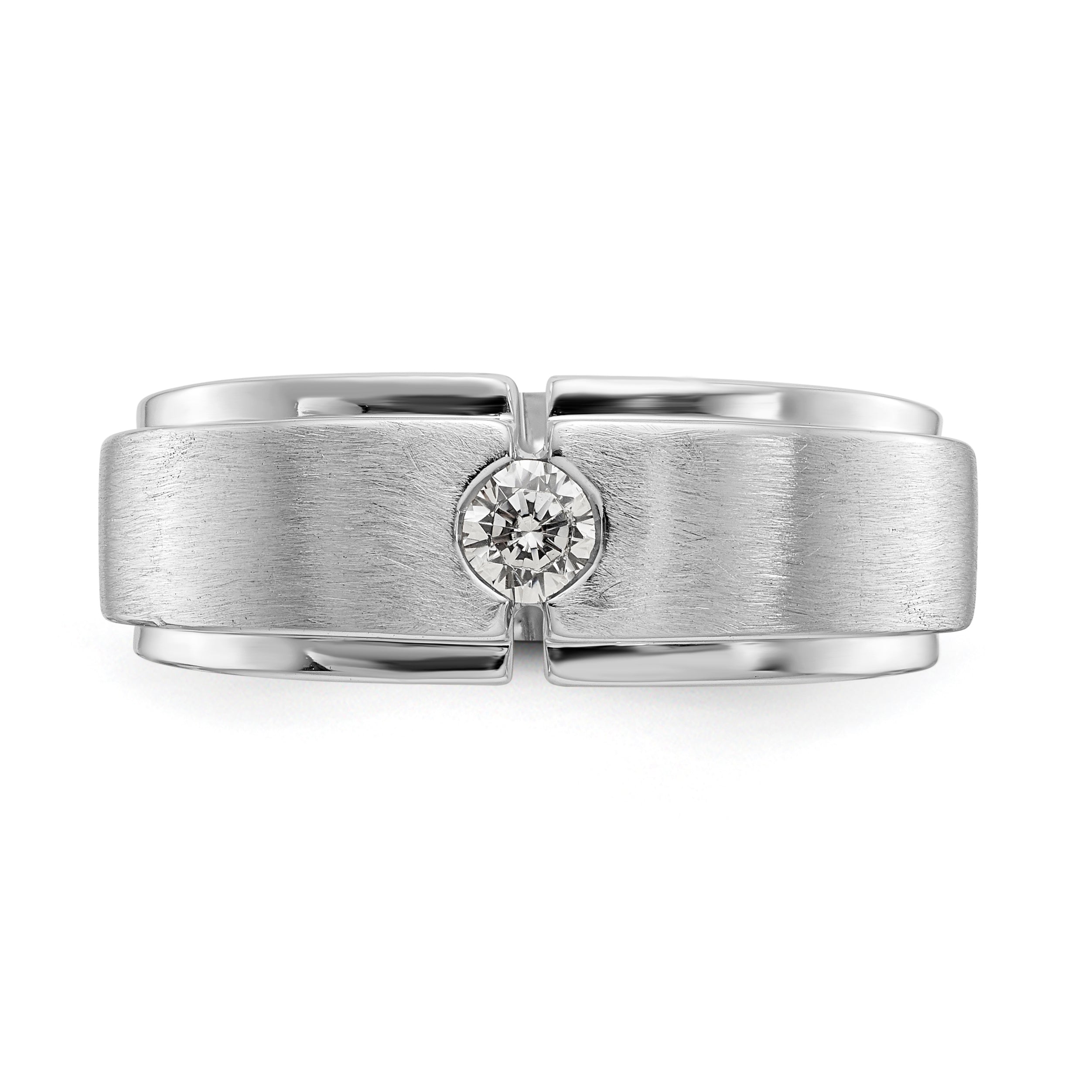 14K White Gold Diamond Men's Band