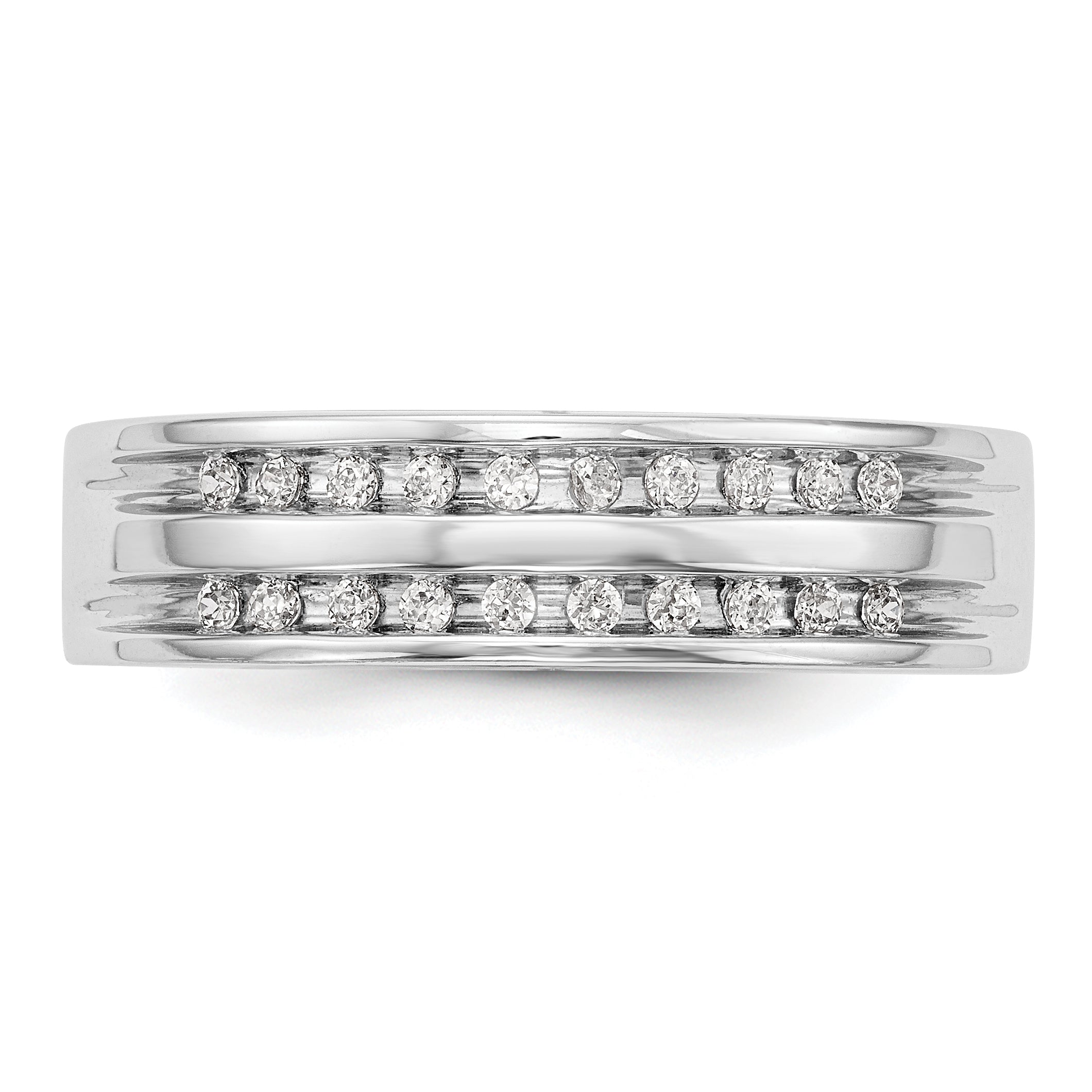 14K White Gold Diamond Men's Band