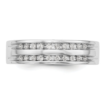 14K White Gold Diamond Men's Band