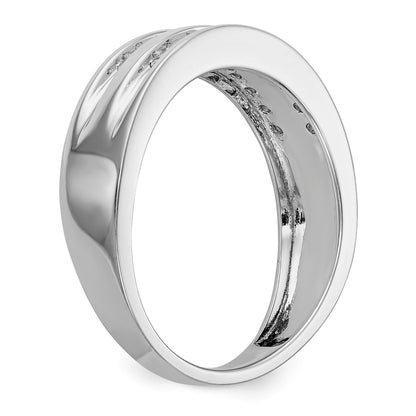 14K White Gold Diamond Men's Band