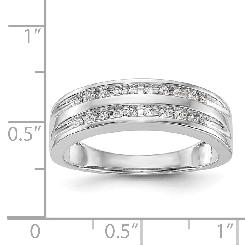 14K White Gold Diamond Men's Band