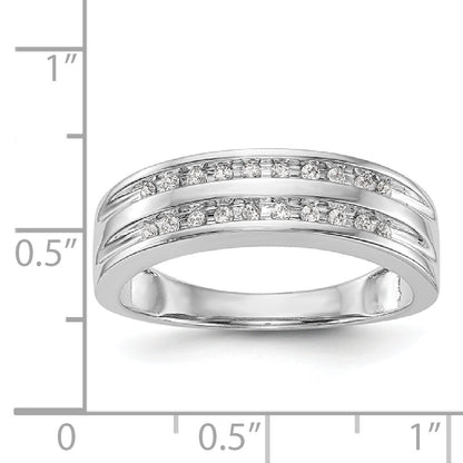 14K White Gold Diamond Men's Band