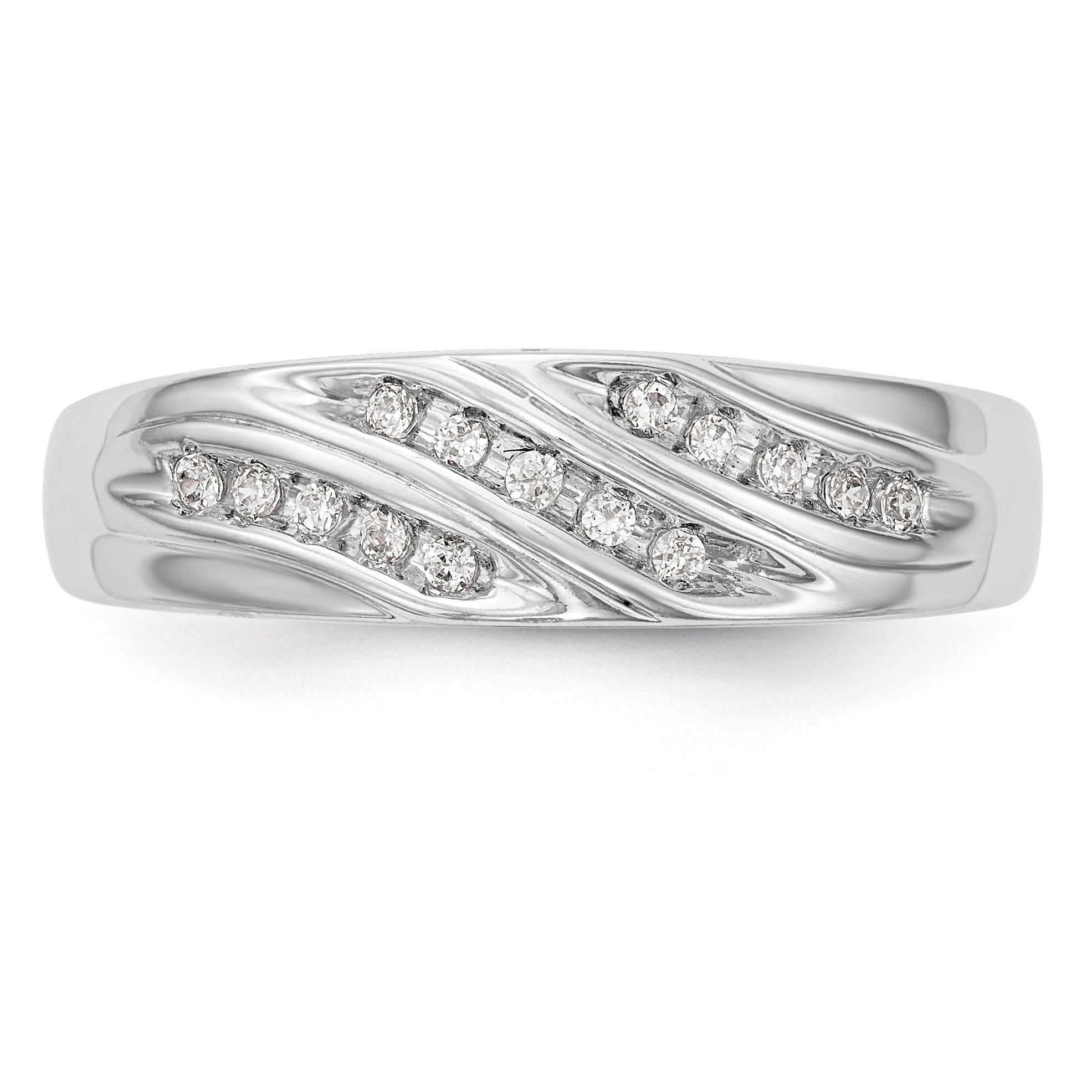 14K White Gold Diamond Men's Band