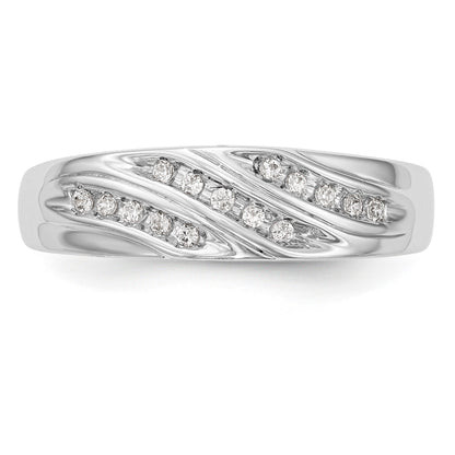 14K White Gold Diamond Men's Band