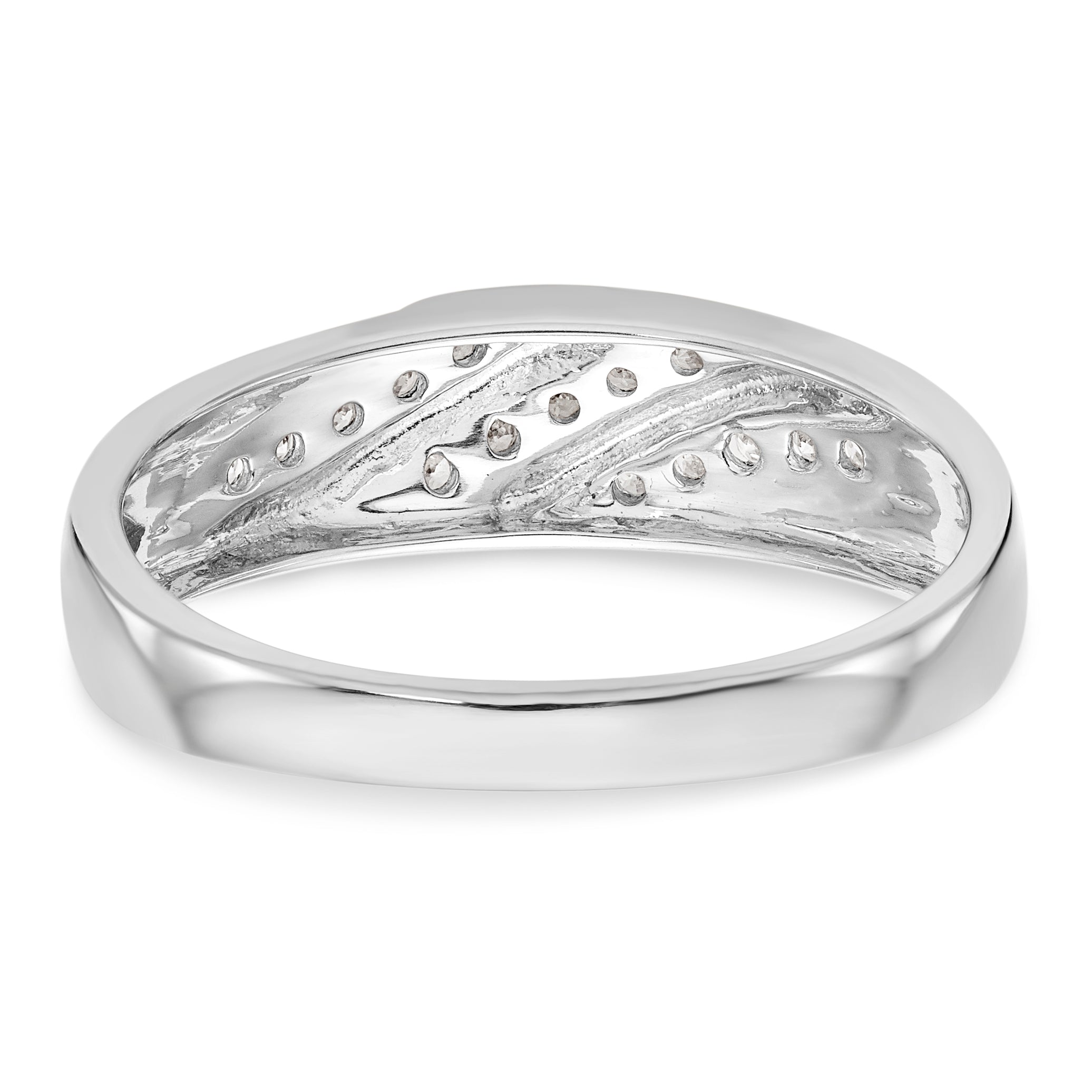 14K White Gold Diamond Men's Band