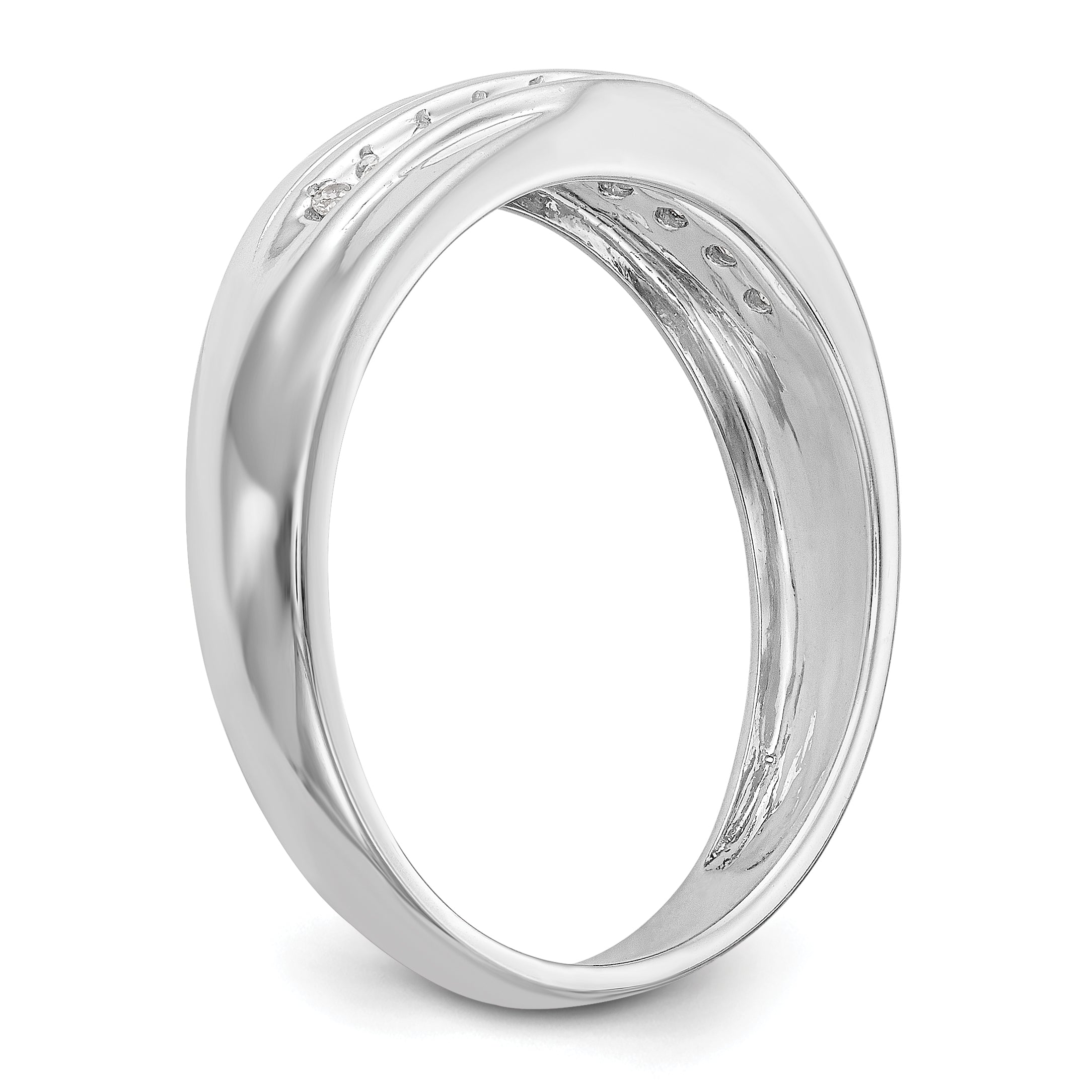14K White Gold Diamond Men's Band