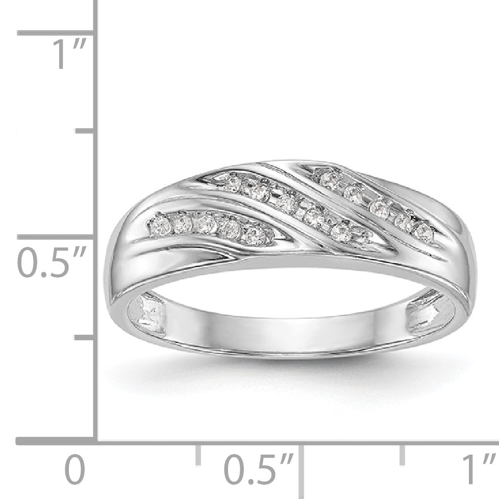 14K White Gold Diamond Men's Band