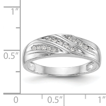 14K White Gold Diamond Men's Band