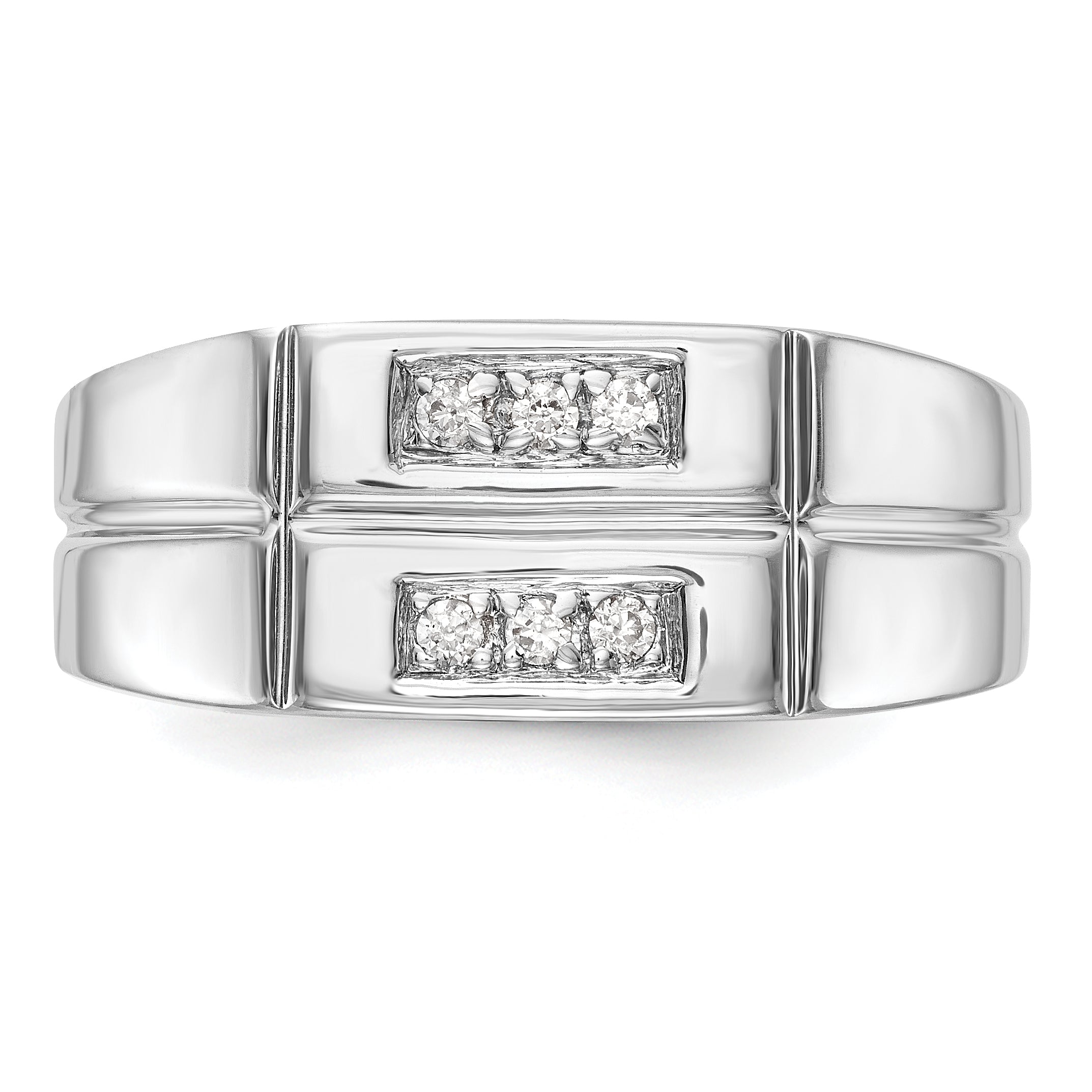 14K White Gold Diamond Men's Band