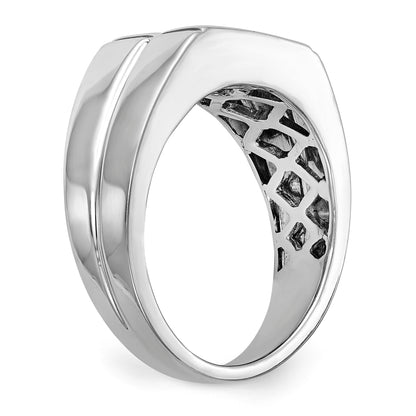 14K White Gold Diamond Men's Band