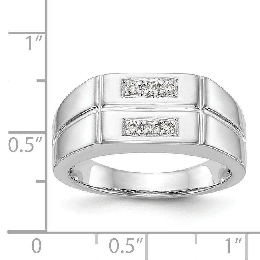 14K White Gold Diamond Men's Band