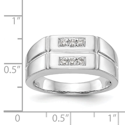 14K White Gold Diamond Men's Band