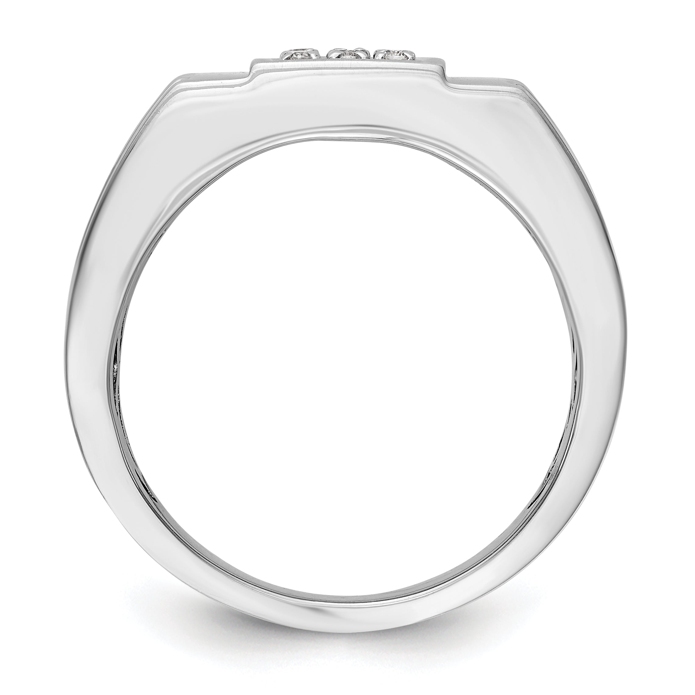 14K White Gold Diamond Men's Band