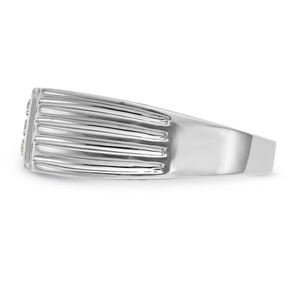 14K White Gold Diamond Men's Band