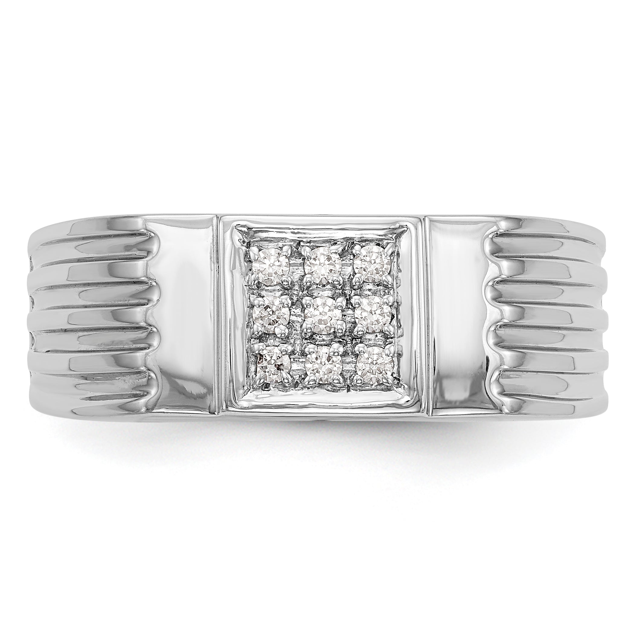 14K White Gold Diamond Men's Band