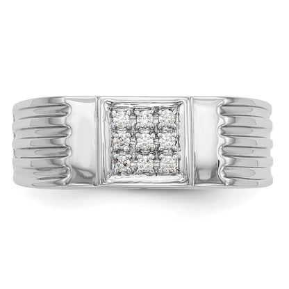 14K White Gold Diamond Men's Band
