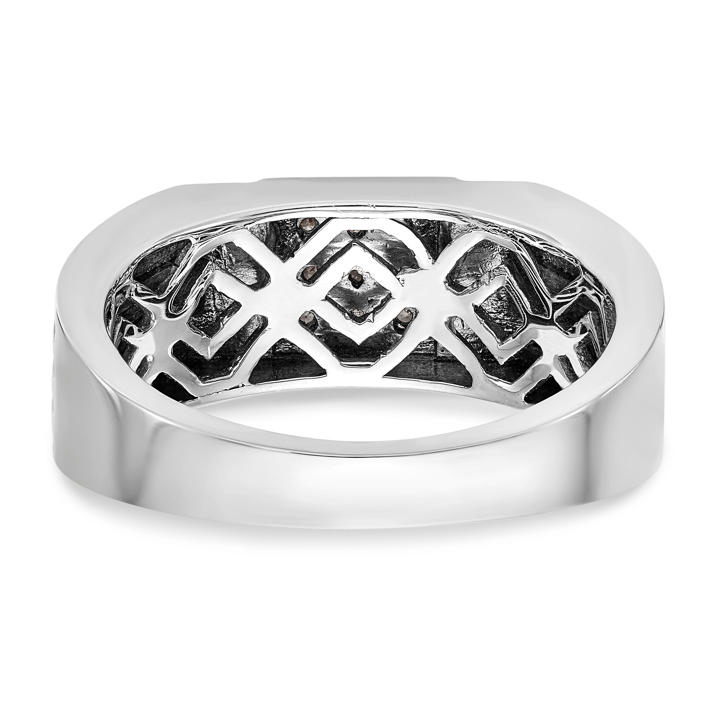 14K White Gold Diamond Men's Band