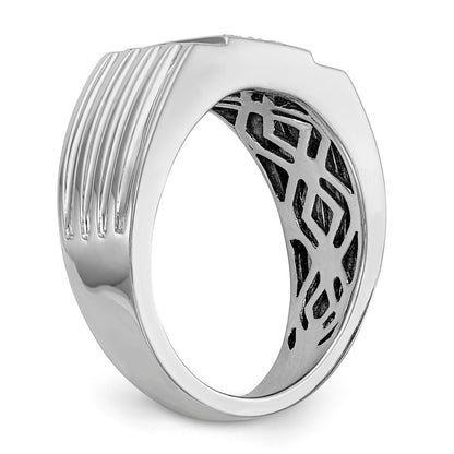 14K White Gold Diamond Men's Band