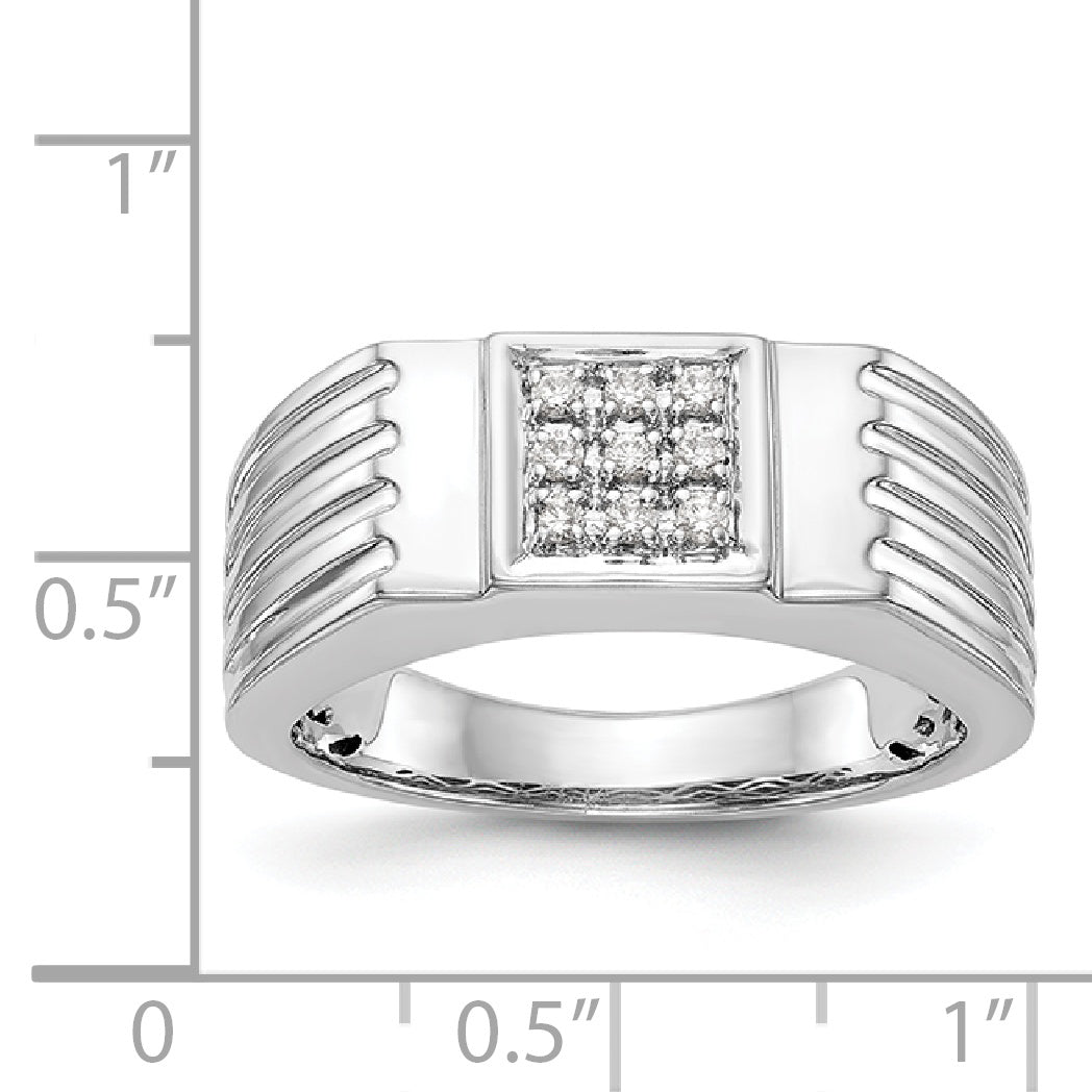 14K White Gold Diamond Men's Band