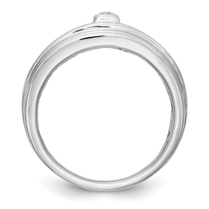 14K White Gold Diamond Men's Band
