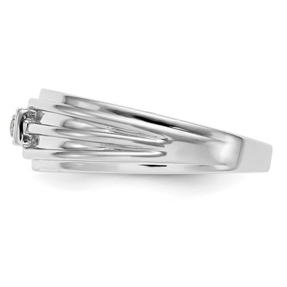 14K White Gold Diamond Men's Band