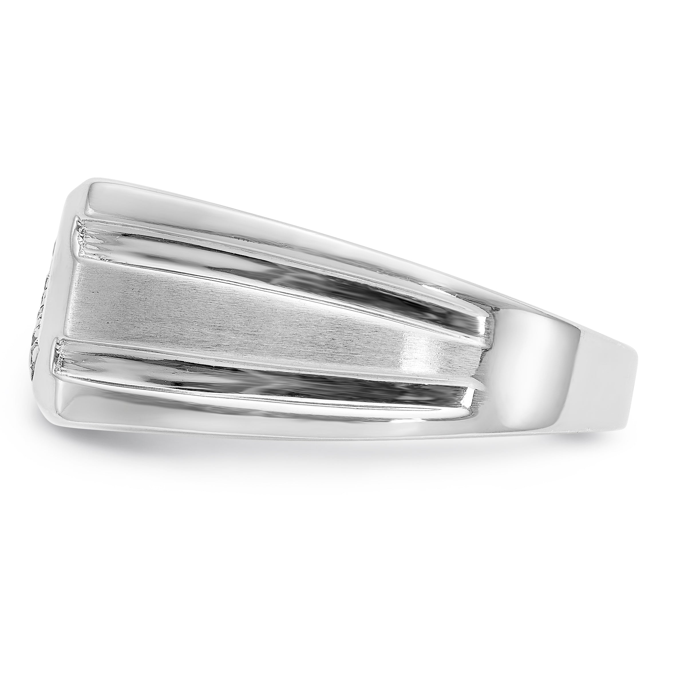 14K White Gold Diamond Men's Band