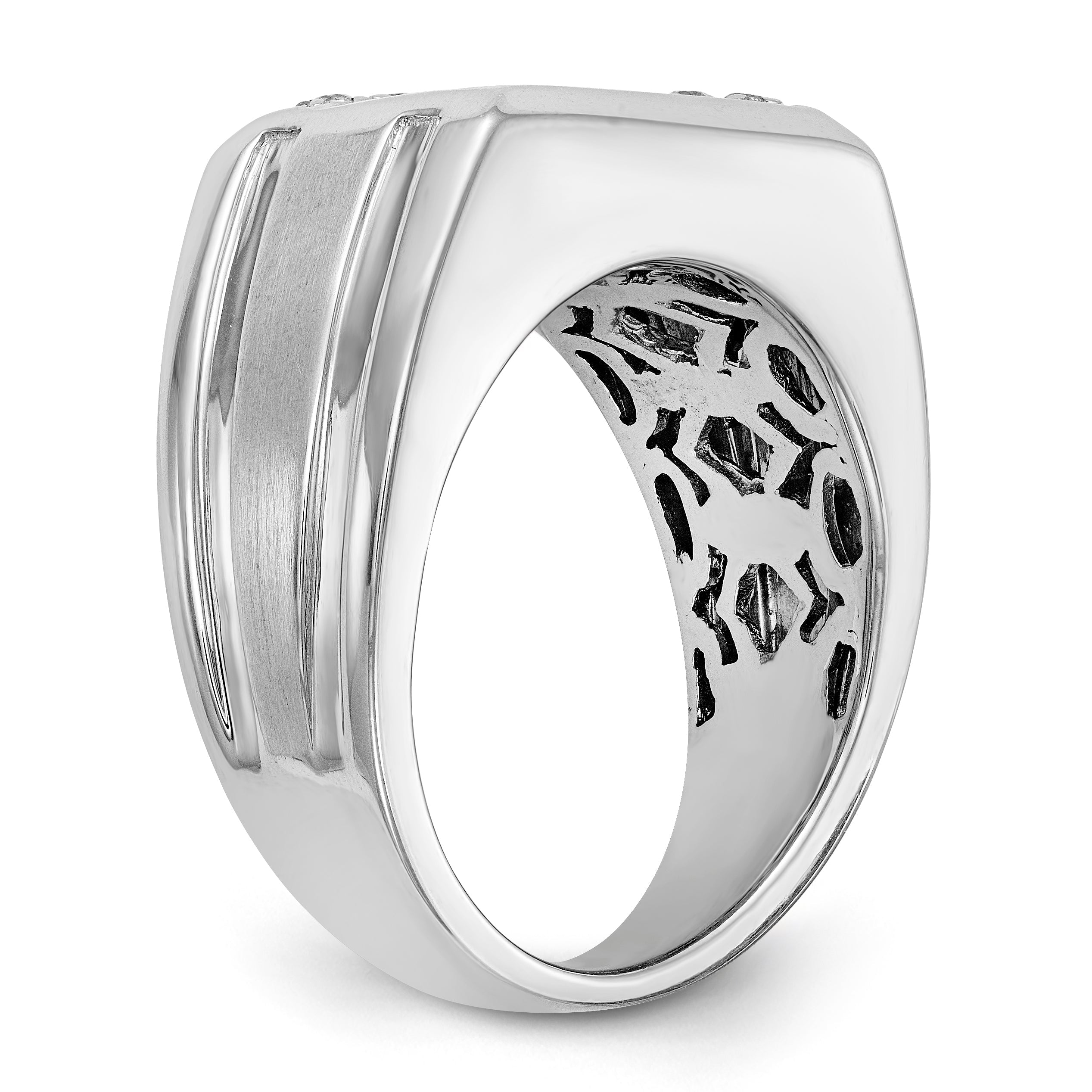 14K White Gold Diamond Men's Band