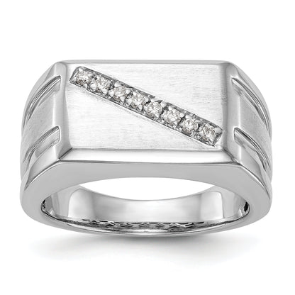 14K White Gold Diamond Men's Band