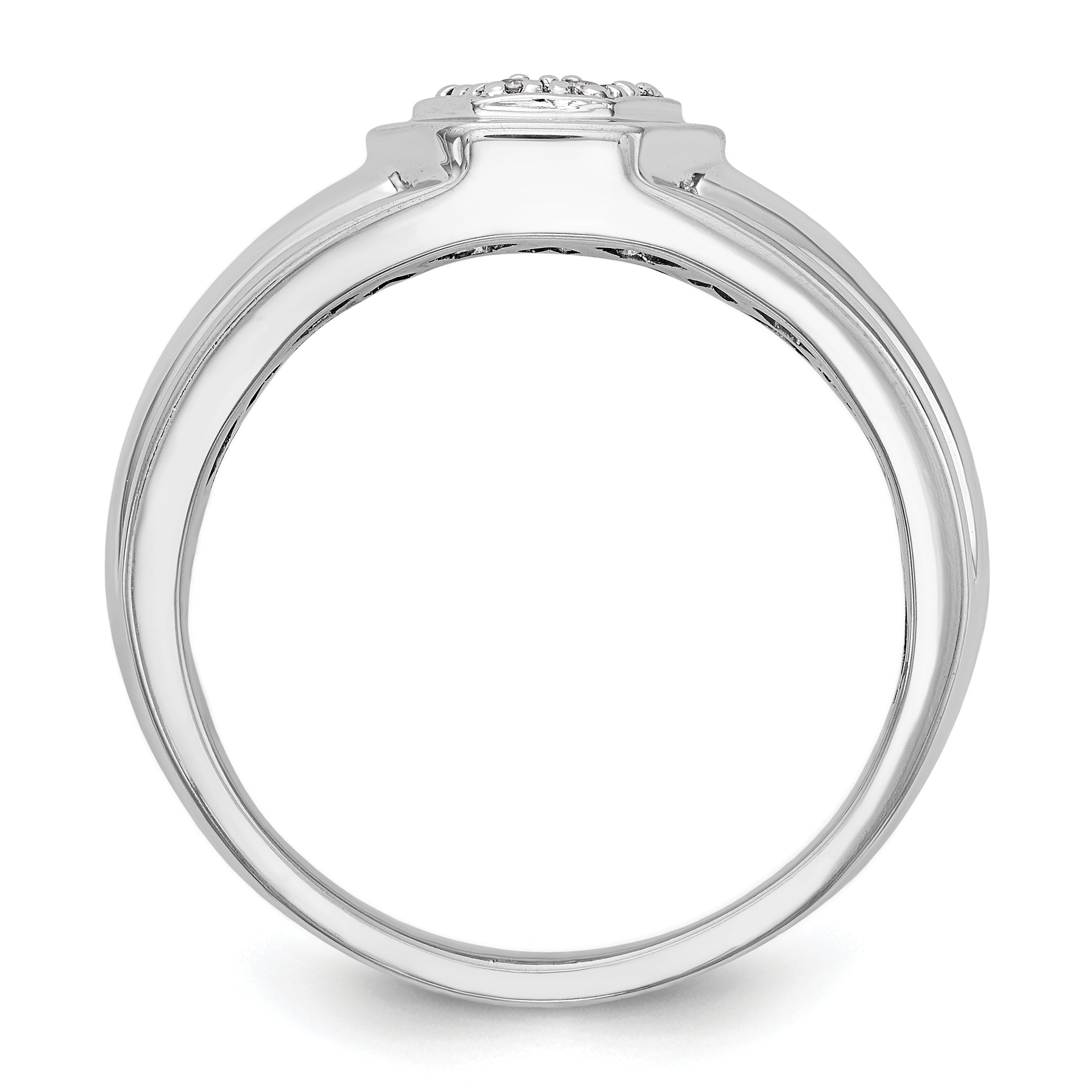 14K White Gold Diamond Men's Band