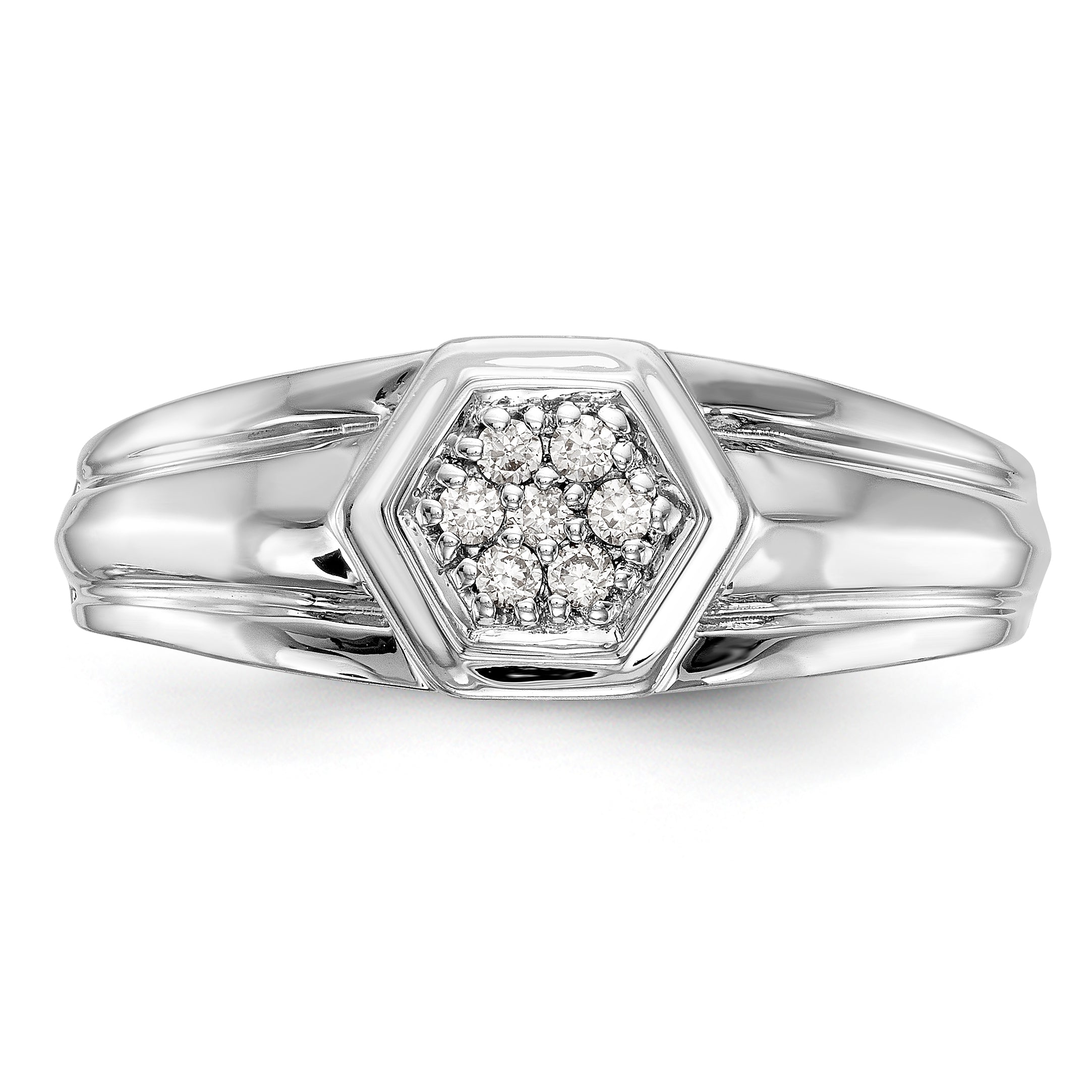 14K White Gold Diamond Men's Band