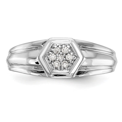 14K White Gold Diamond Men's Band