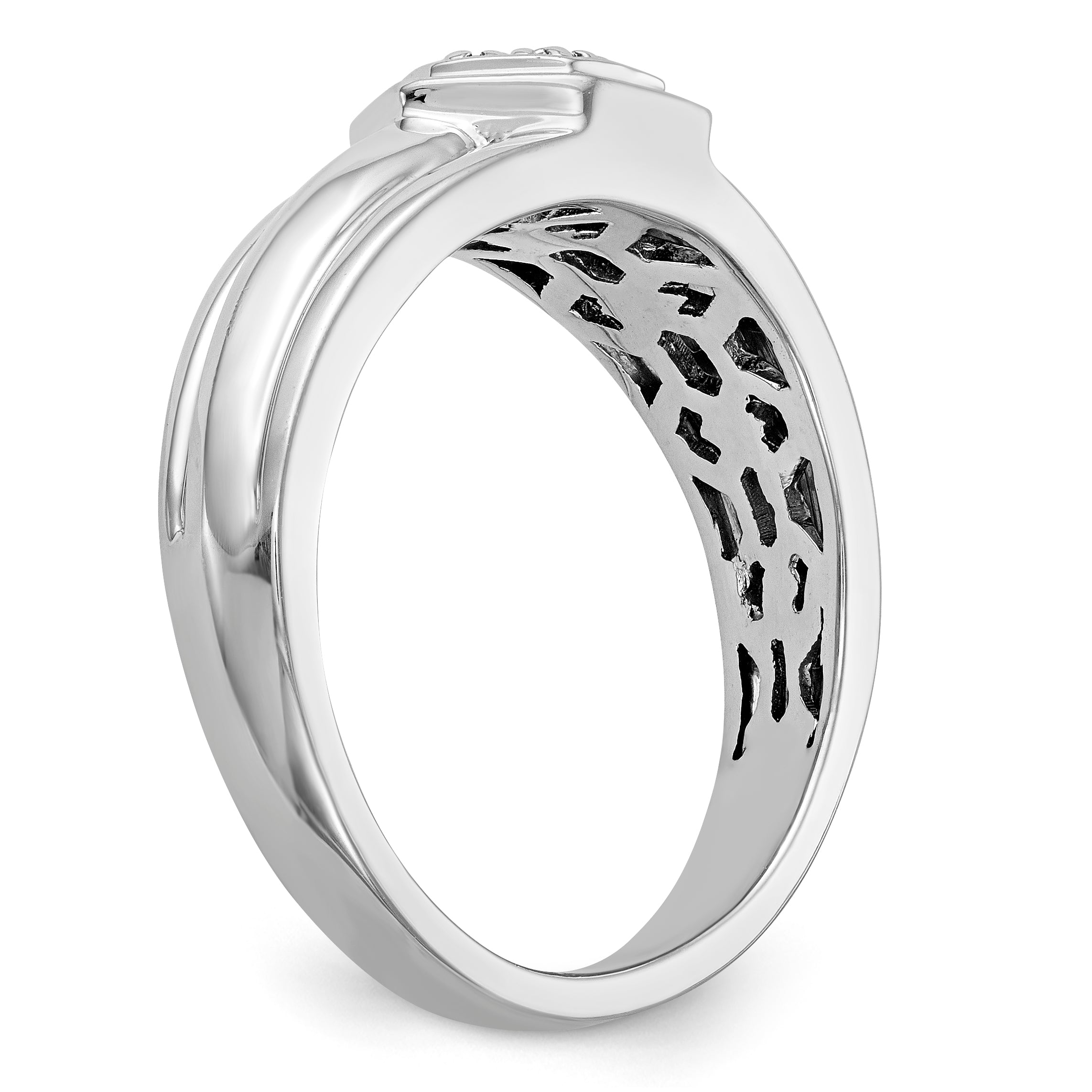 14K White Gold Diamond Men's Band