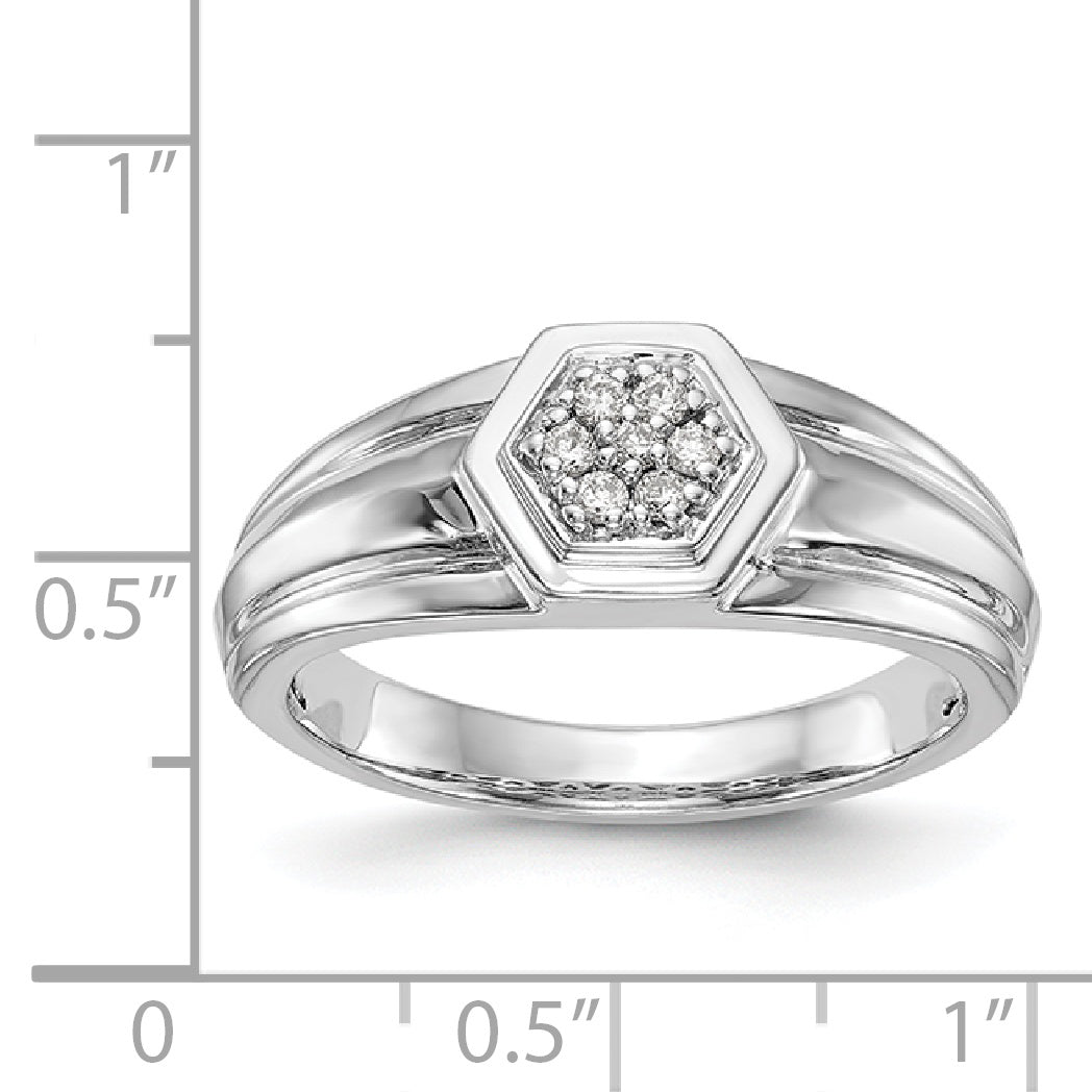 14K White Gold Diamond Men's Band