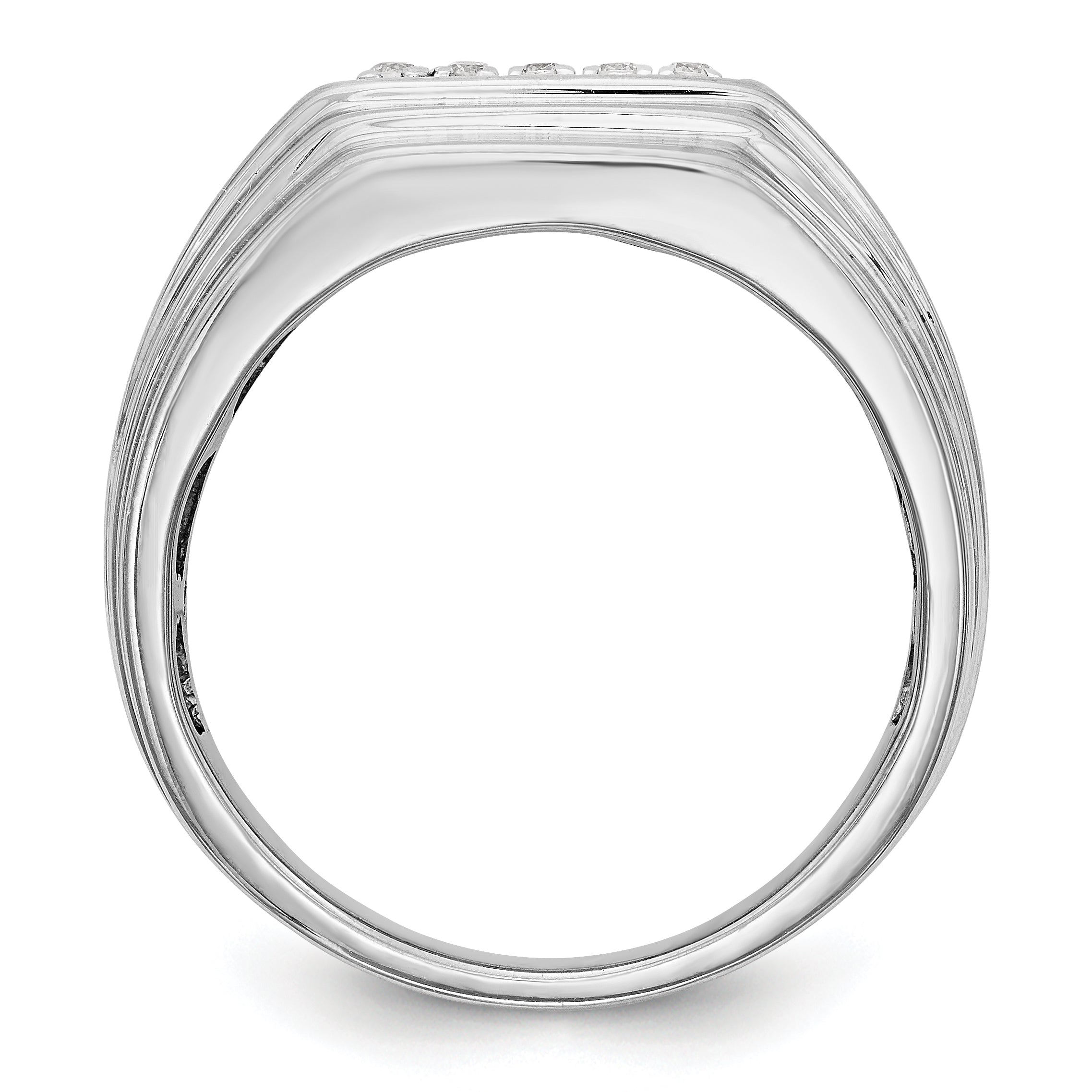 14K White Gold Diamond Men's Band