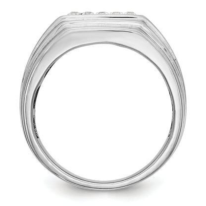 14K White Gold Diamond Men's Band