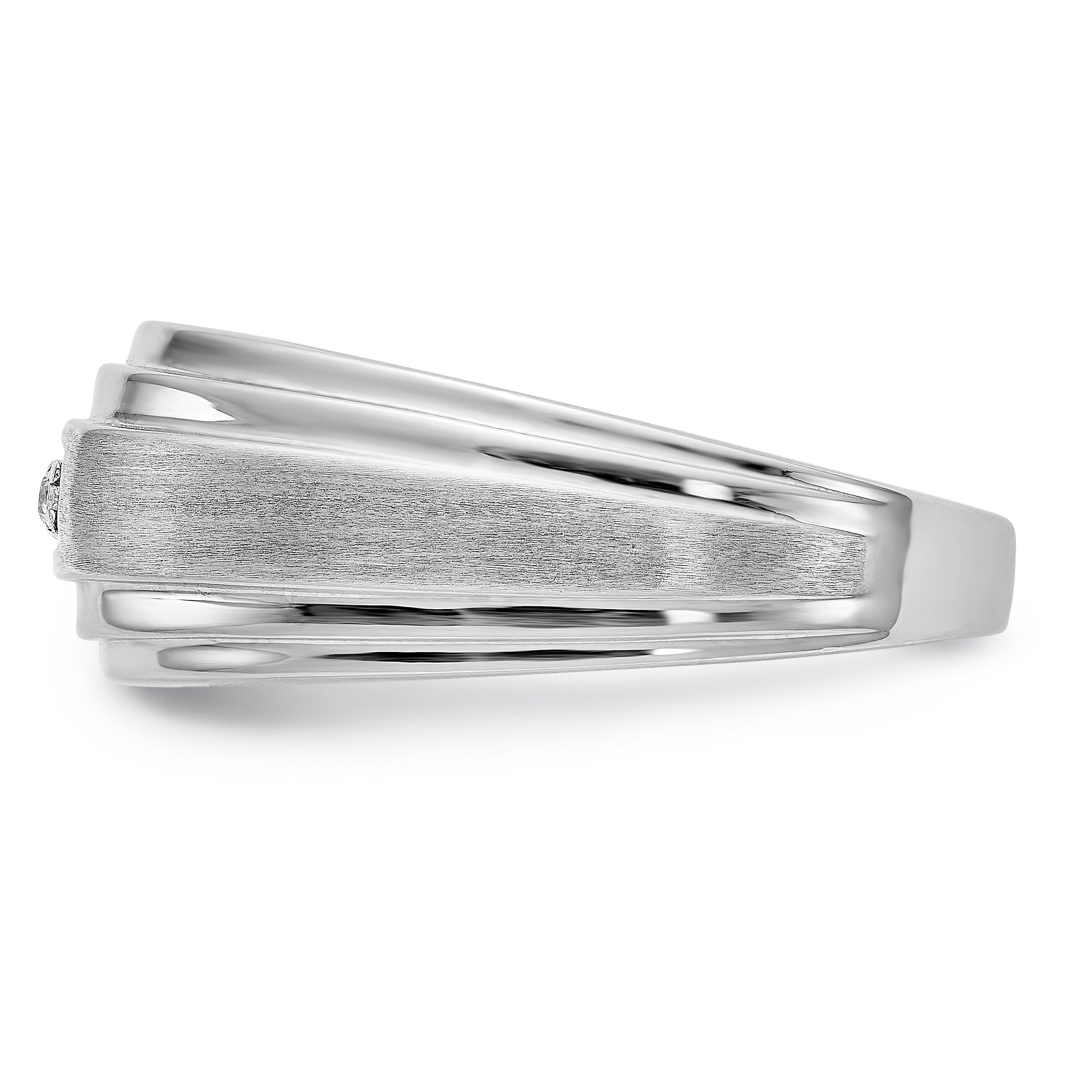 14K White Gold Diamond Men's Band