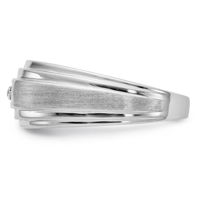 14K White Gold Diamond Men's Band