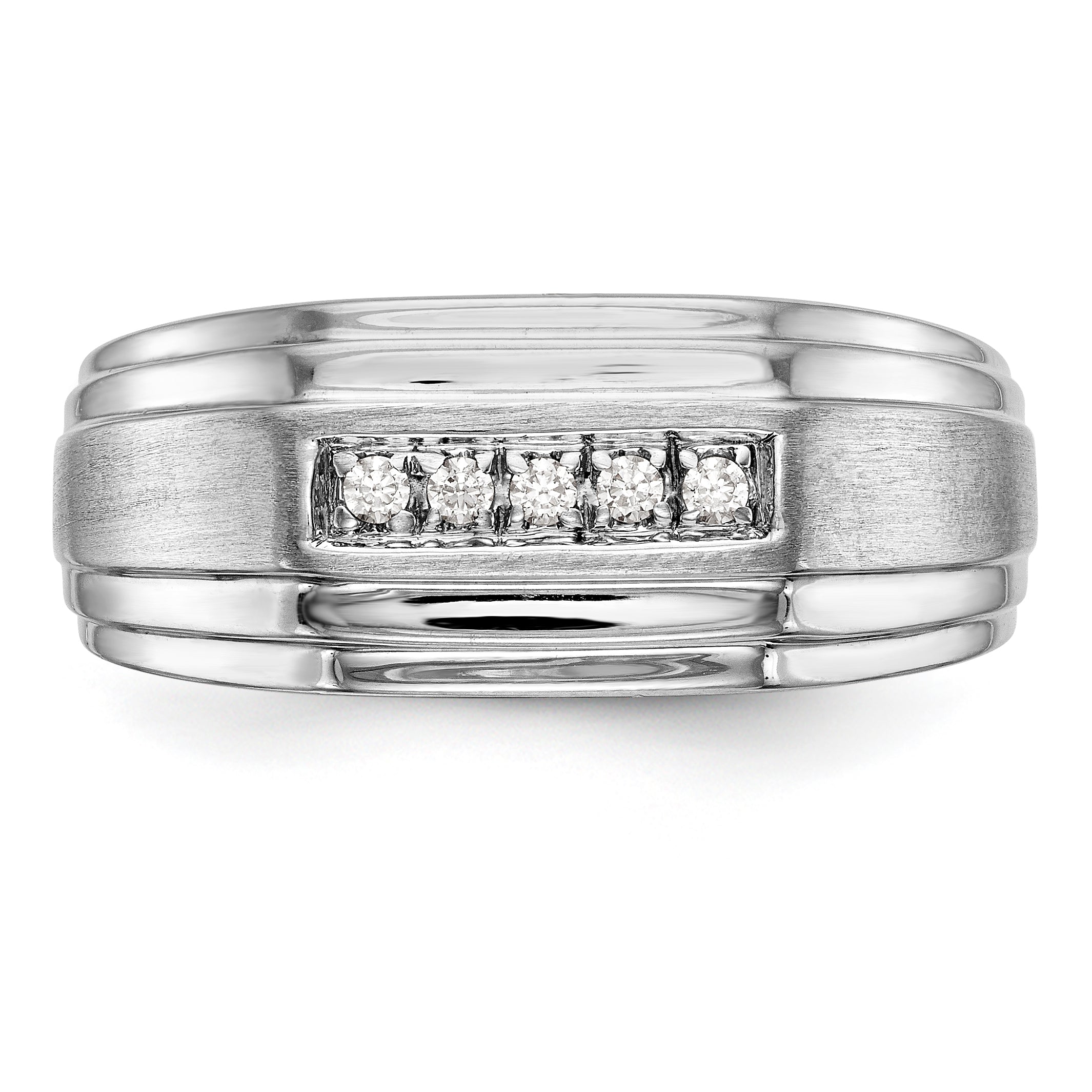 14K White Gold Diamond Men's Band