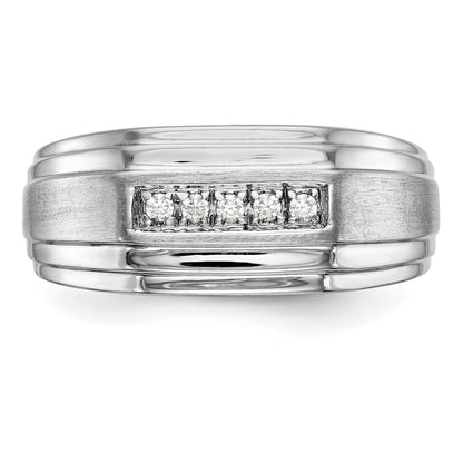 14K White Gold Diamond Men's Band