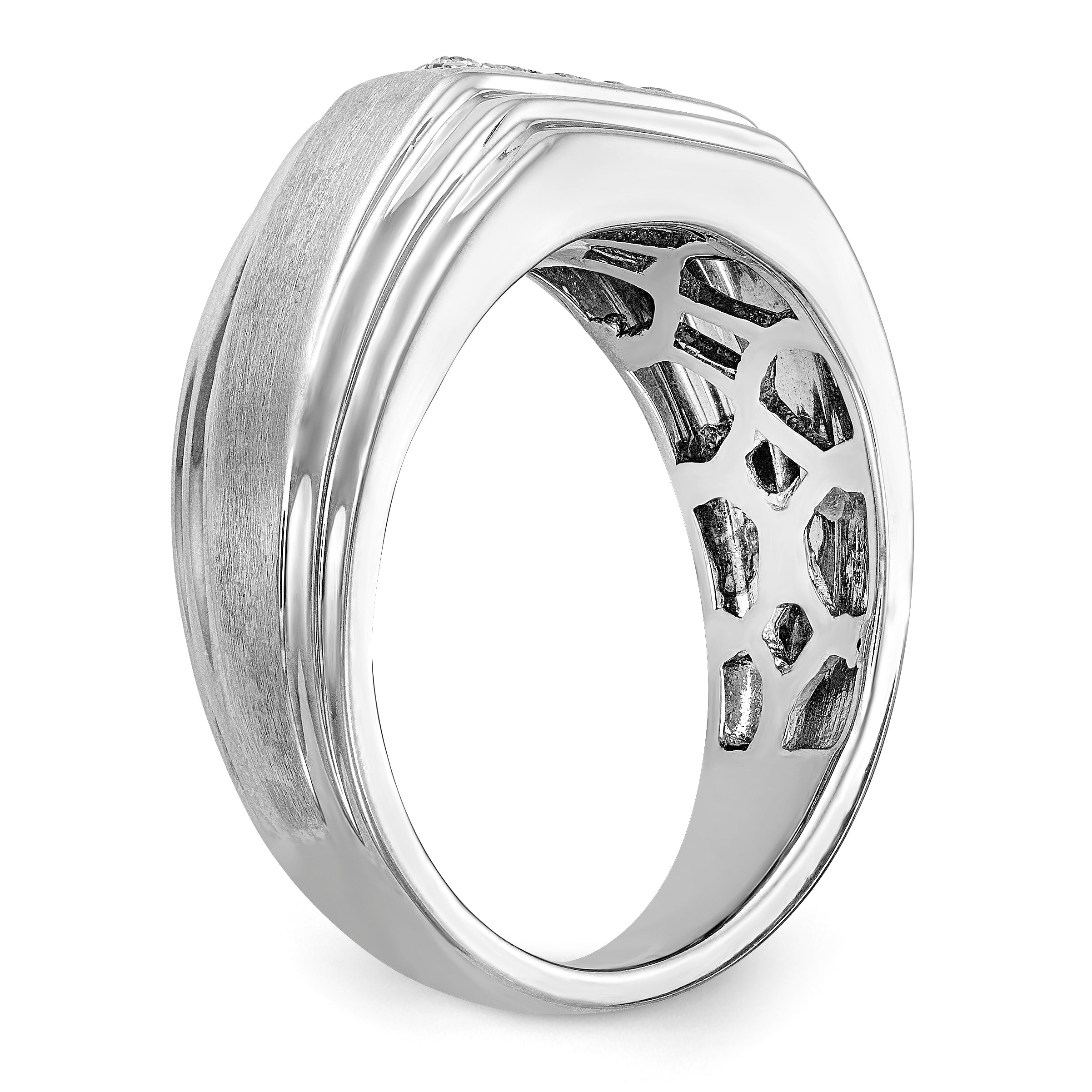 14K White Gold Diamond Men's Band