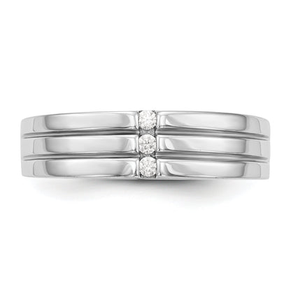 14K White Gold Diamond Men's Band